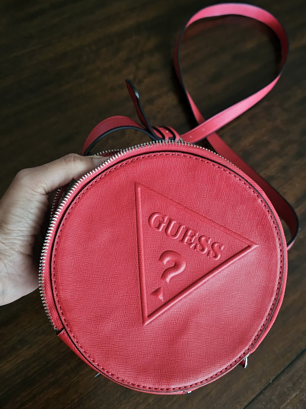 GUESS Red Round Crossbody Bag